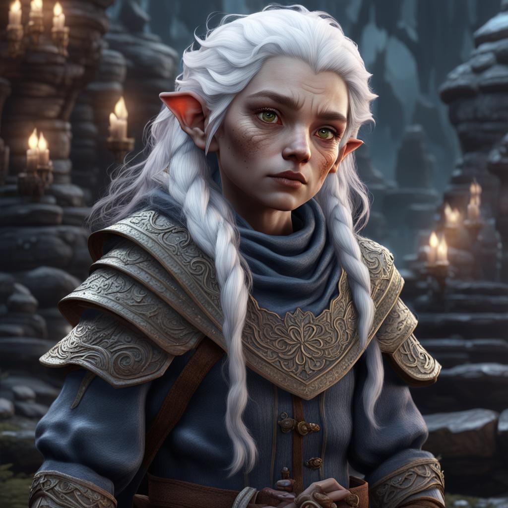 Ghostwise Halfling Woman in Detailed Matte Painting