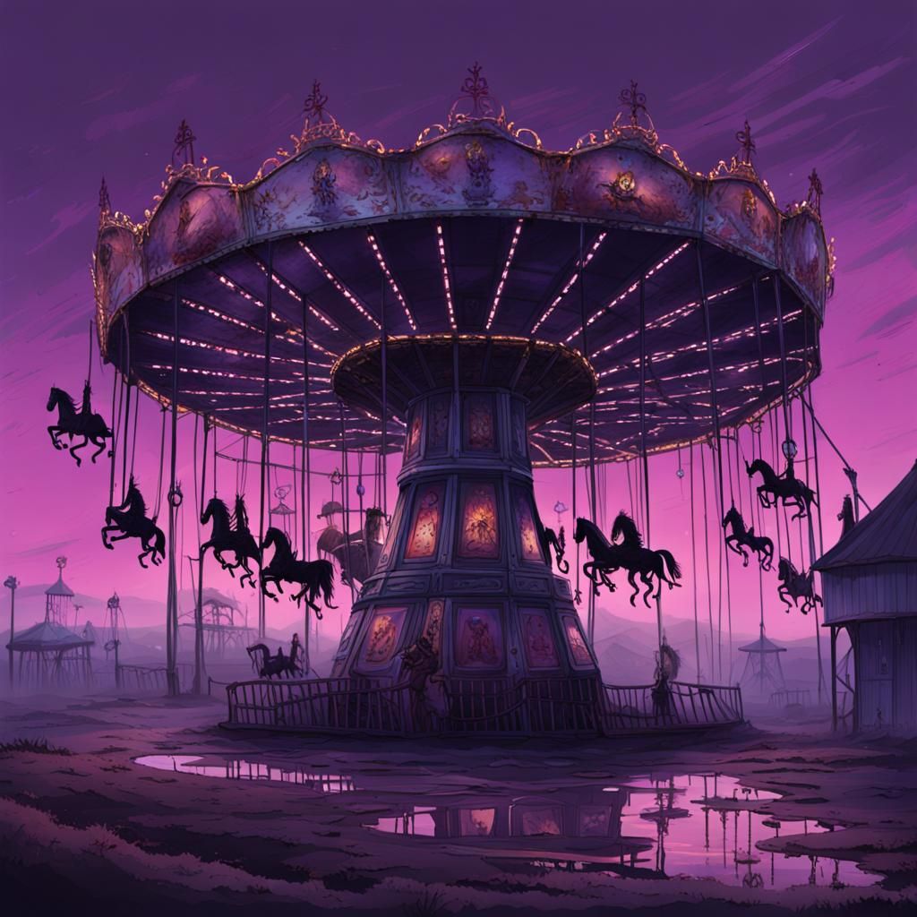 Abandoned Amusement Park in Dark Fantasy Style