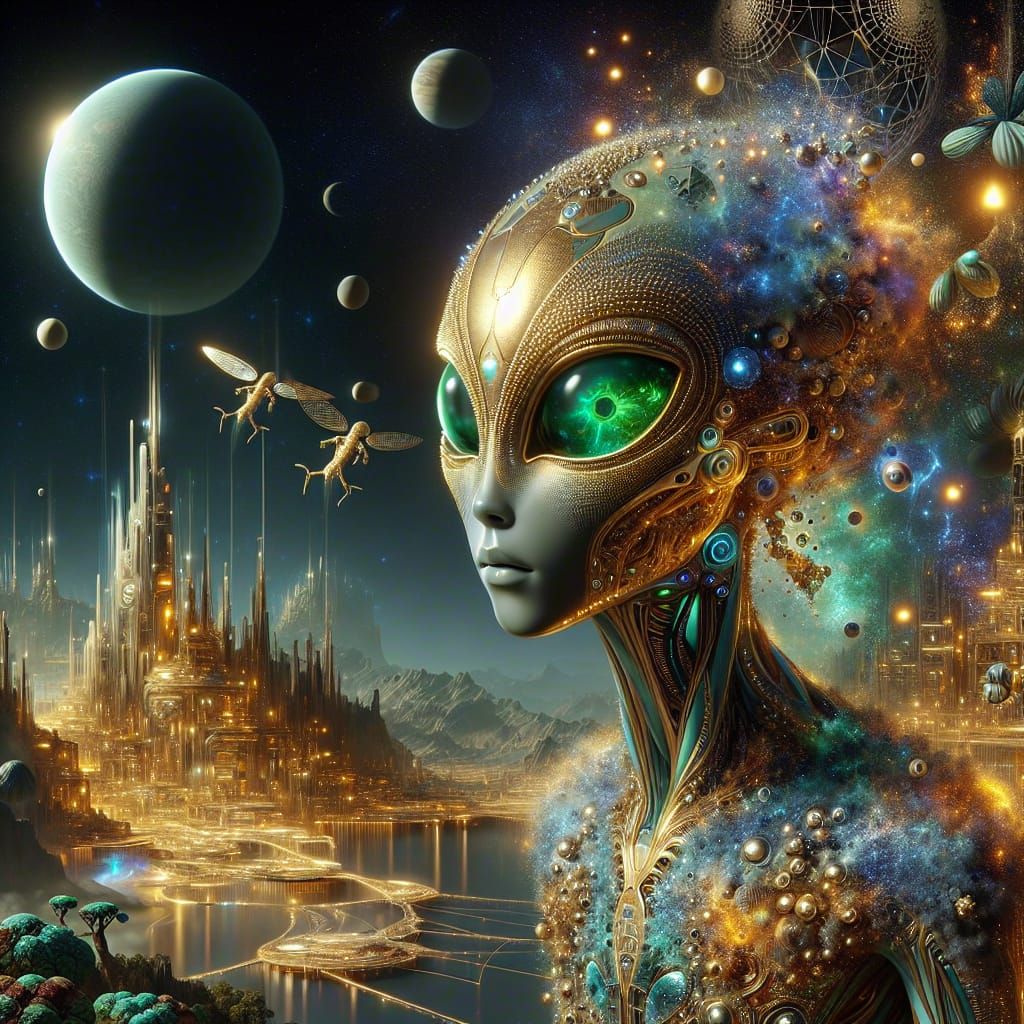 Golden Alien from Helios: Fantasy Concept Art