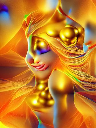 Golden Goddess of Radiant Beauty in 3D