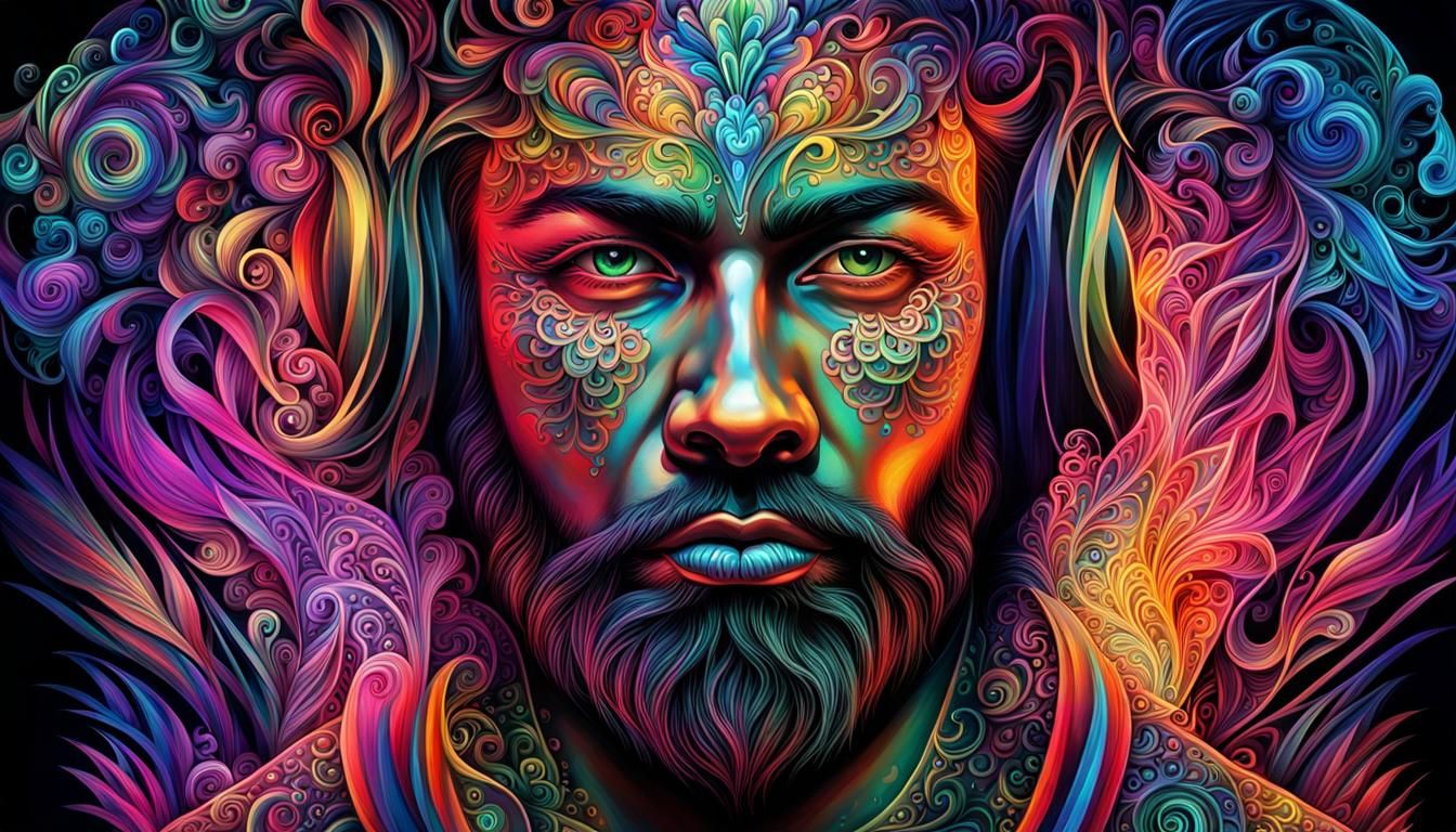Iridescent Neon Tattoo Illustration: A Digital Masterpiece