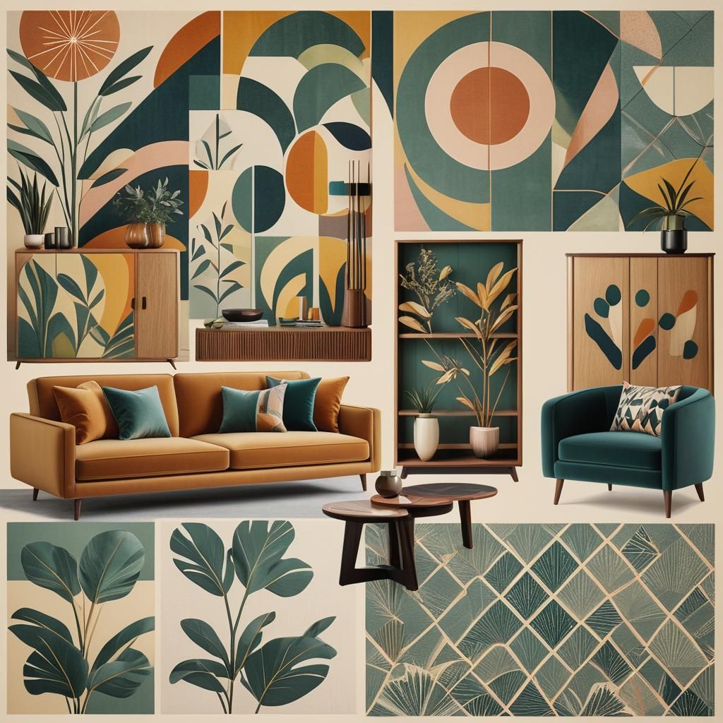 Art Deco Living Room with Mid-Century Furniture
