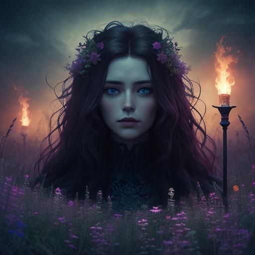 Majestic Princess with Torch in Dark Fantasy Style