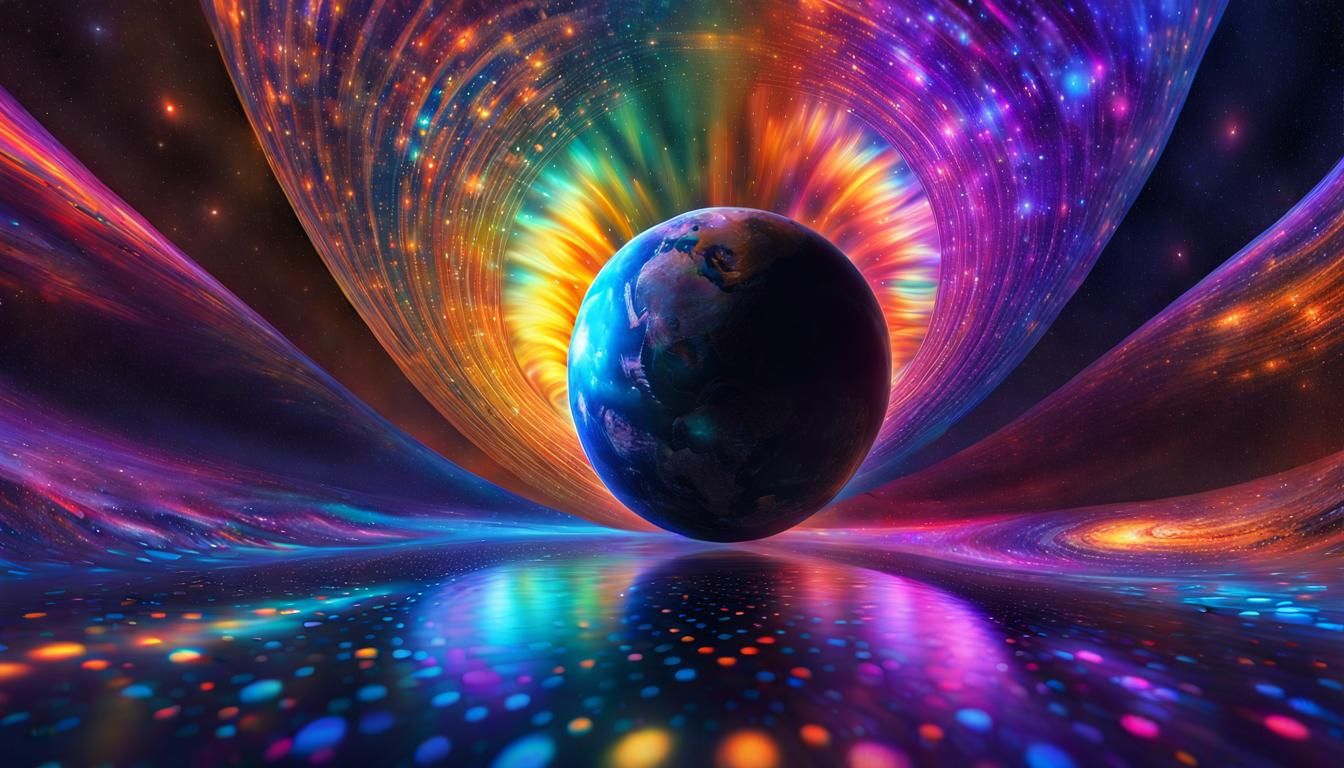 Psychedelic Triadic Void: Iridescent Acrylic Art