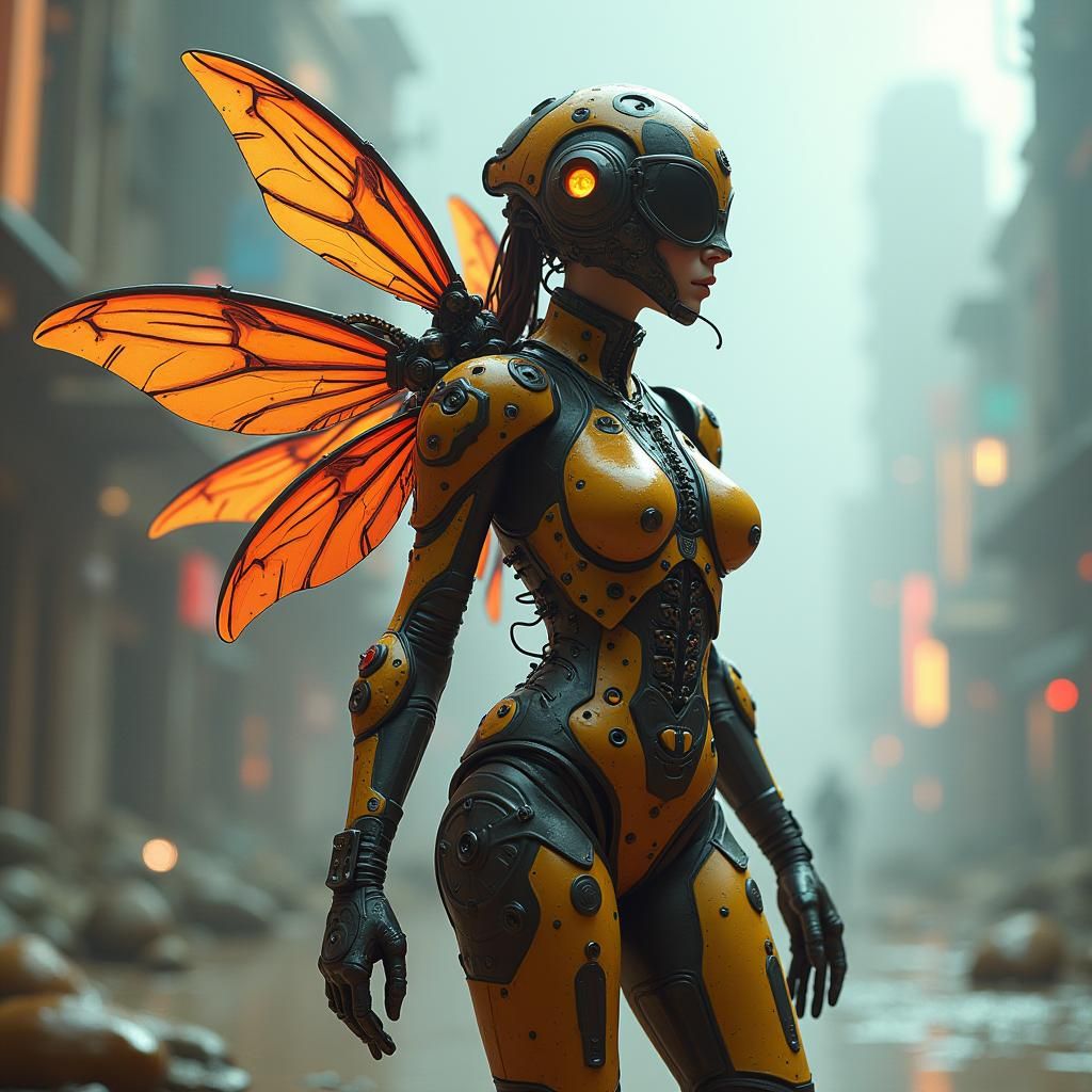 Hornet Exosuit: Biomechanical Fantasy Fusion