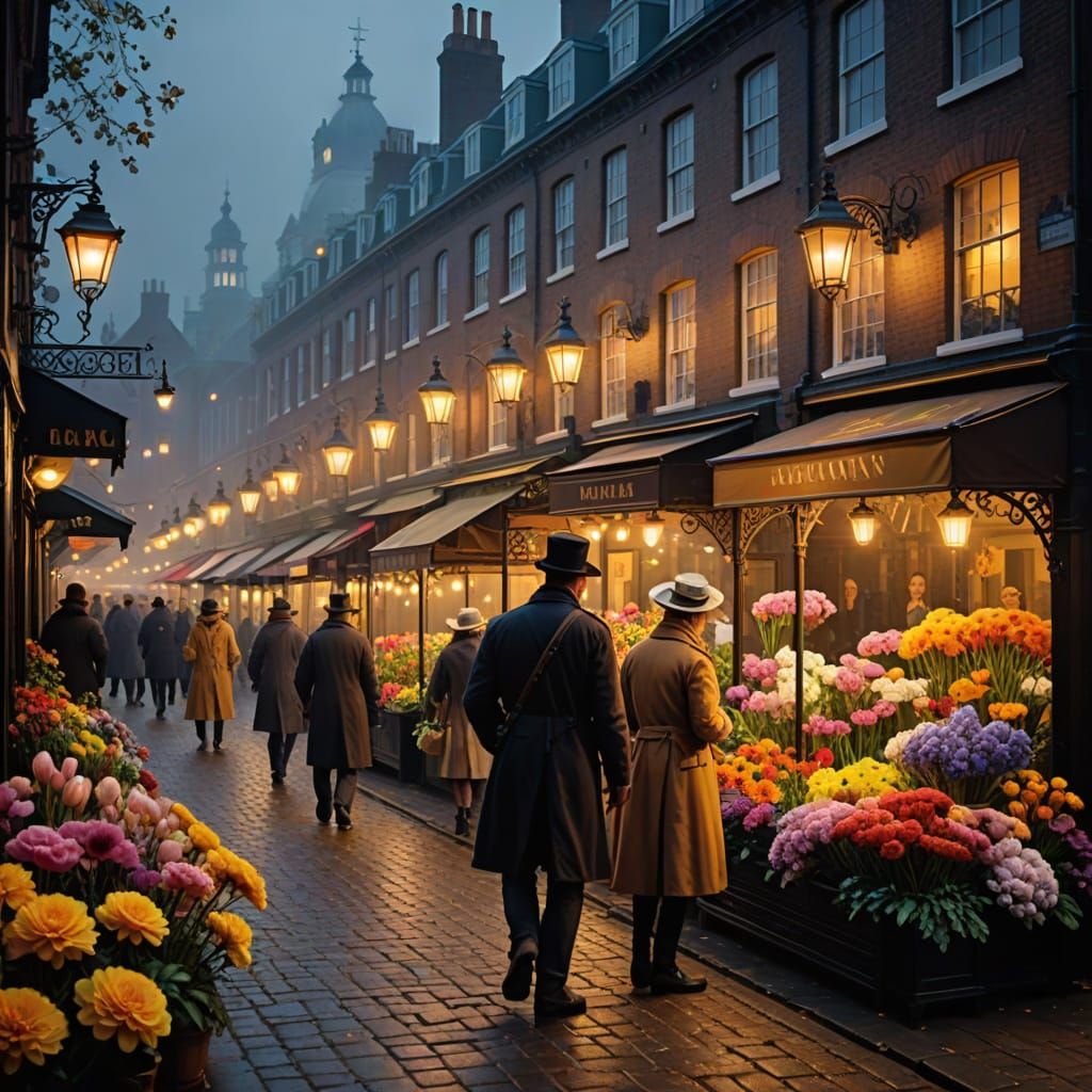 Whimsical Victorian Night Market Blooms Under Gas Lamps