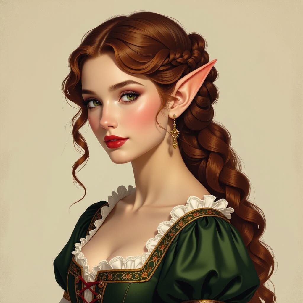 Renaissance Elf Woman in Michelangelo Style Painting