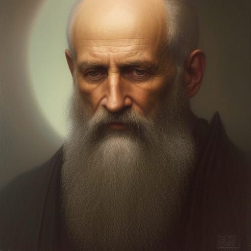 Detailed Pencil Sketch of 19th Century Russian Monk