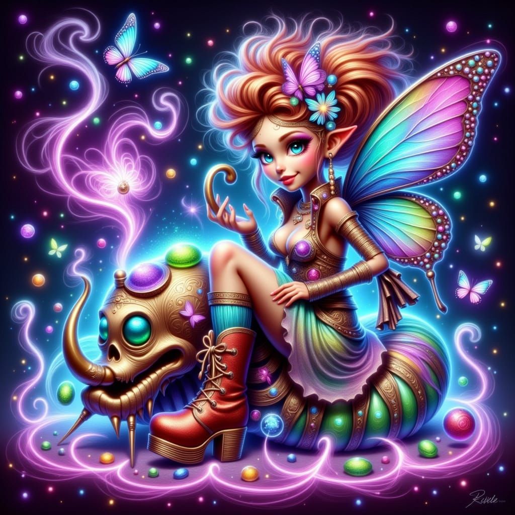 Enchanted Pixie Pirate in Vibrant Impasto Style