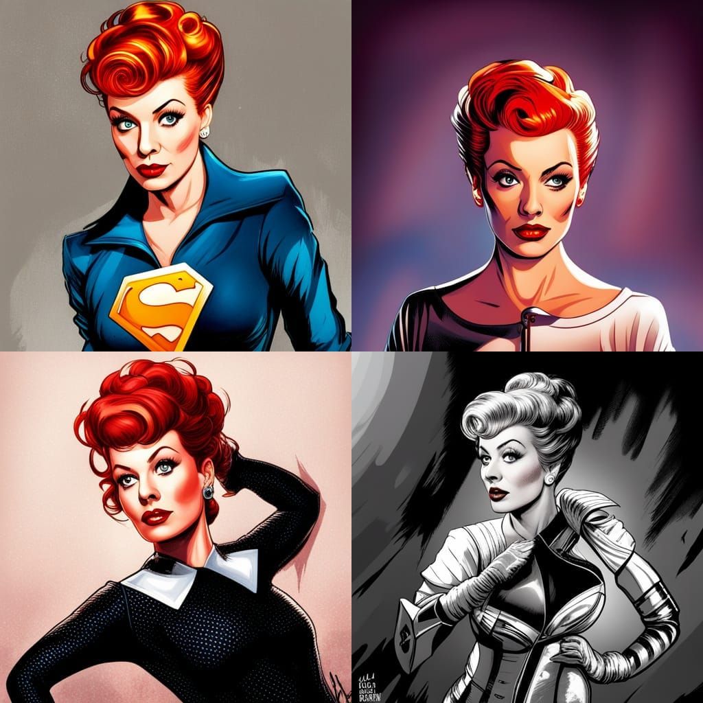 Lucille Ball as a Superhero in Comic Book Art