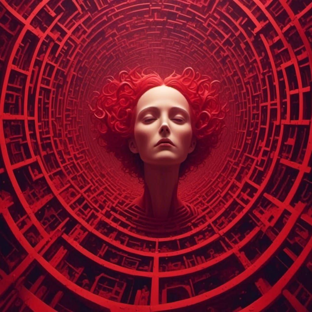 Surreal Psychedelic Maze Inside a Head, Giger-Inspired