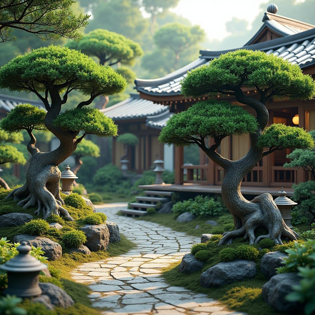 Zen Garden and Tea House in Fantasy Style