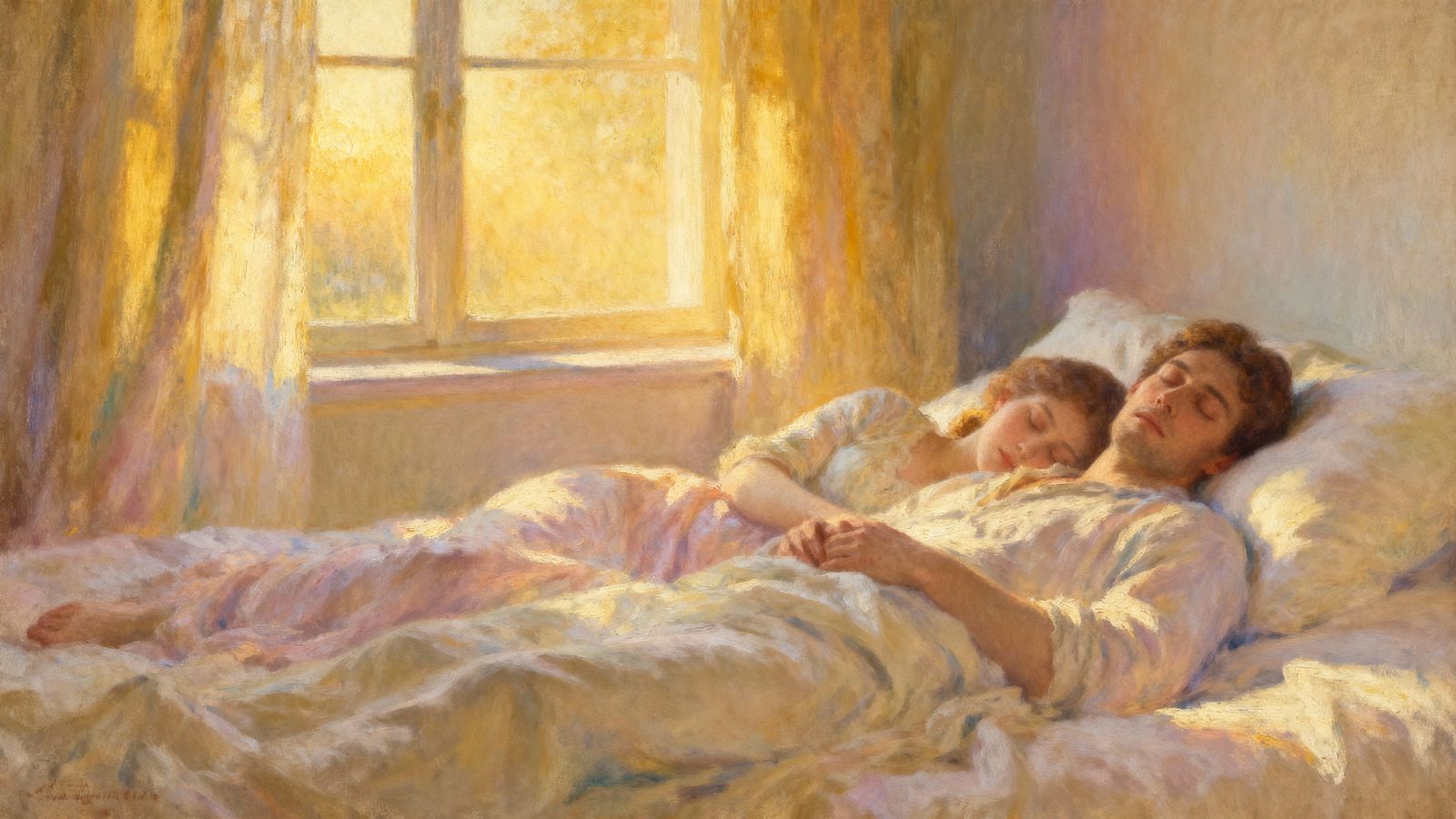 Golden Morning Light on Sleeping Couple