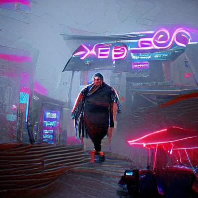 Greek Cyberpunk 2099 Neon Scene