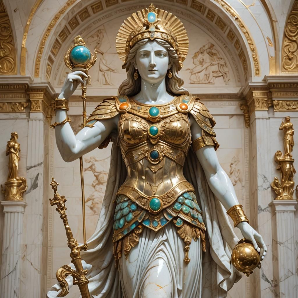 Opal Athena Statue in Greek Temple