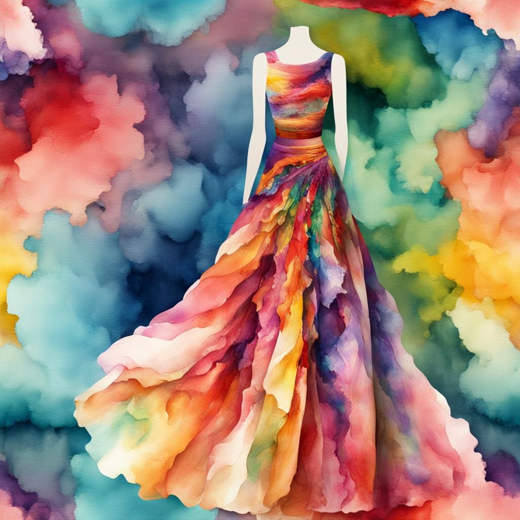 Woman's Dress with Watercolor Color Blends