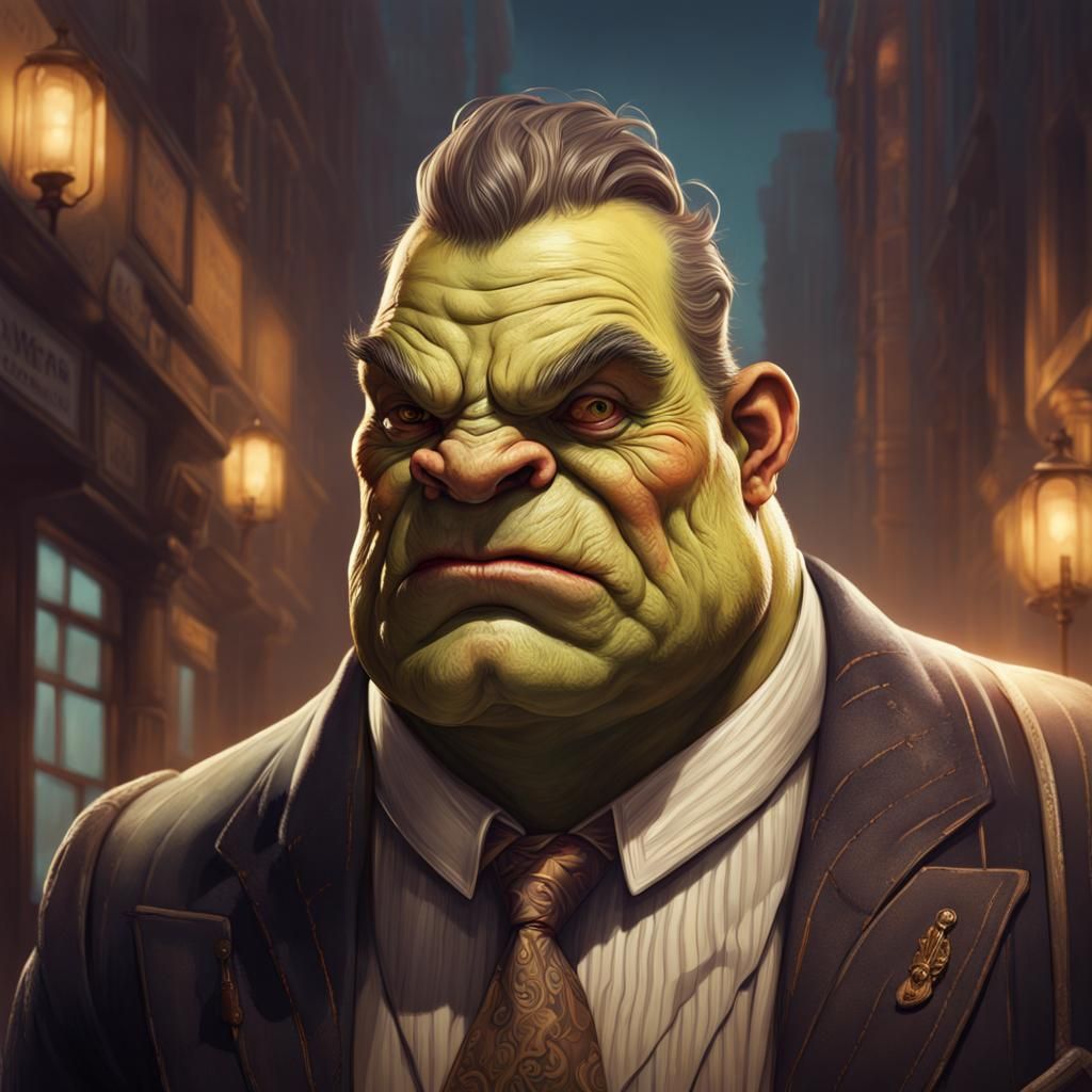 Hyperrealistic 1920s Ogre Mobster Concept Art