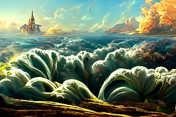 Surreal Landscape with Symbolic Elements: Digital Art