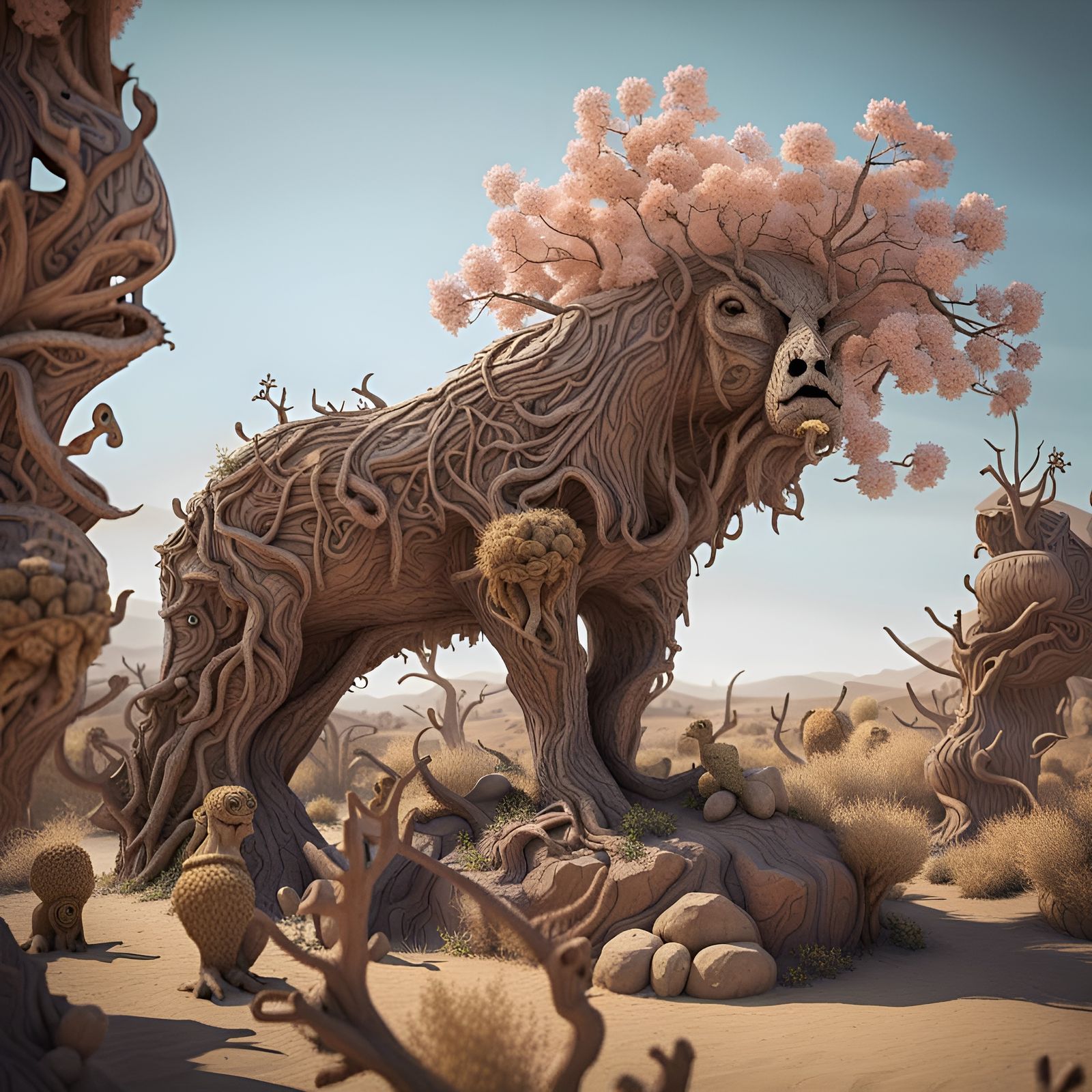 Papier-Mâché Desert Graveyard Installation