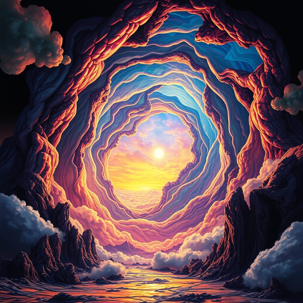 Surreal Cosmic Portal Unfolds in Vibrant Iridescent Hues