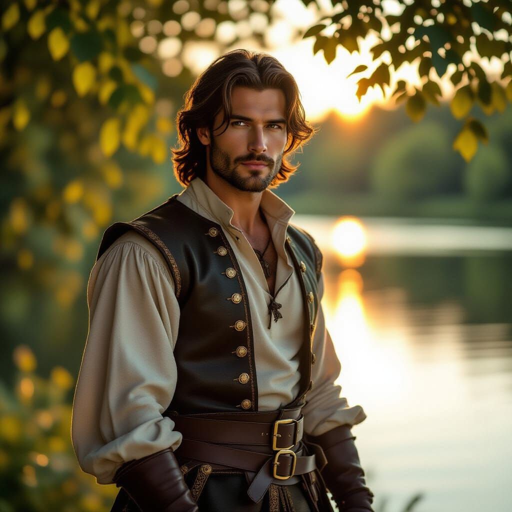 Medieval Man in Sunlight: Hyperrealistic Digital Art
