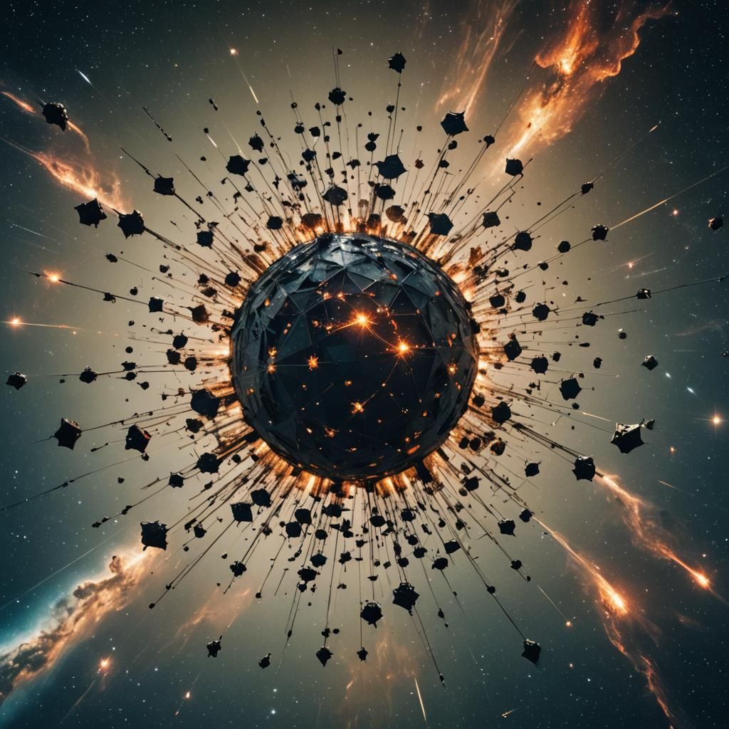 Satellites Orbiting Dying Star in Cinematic Style
