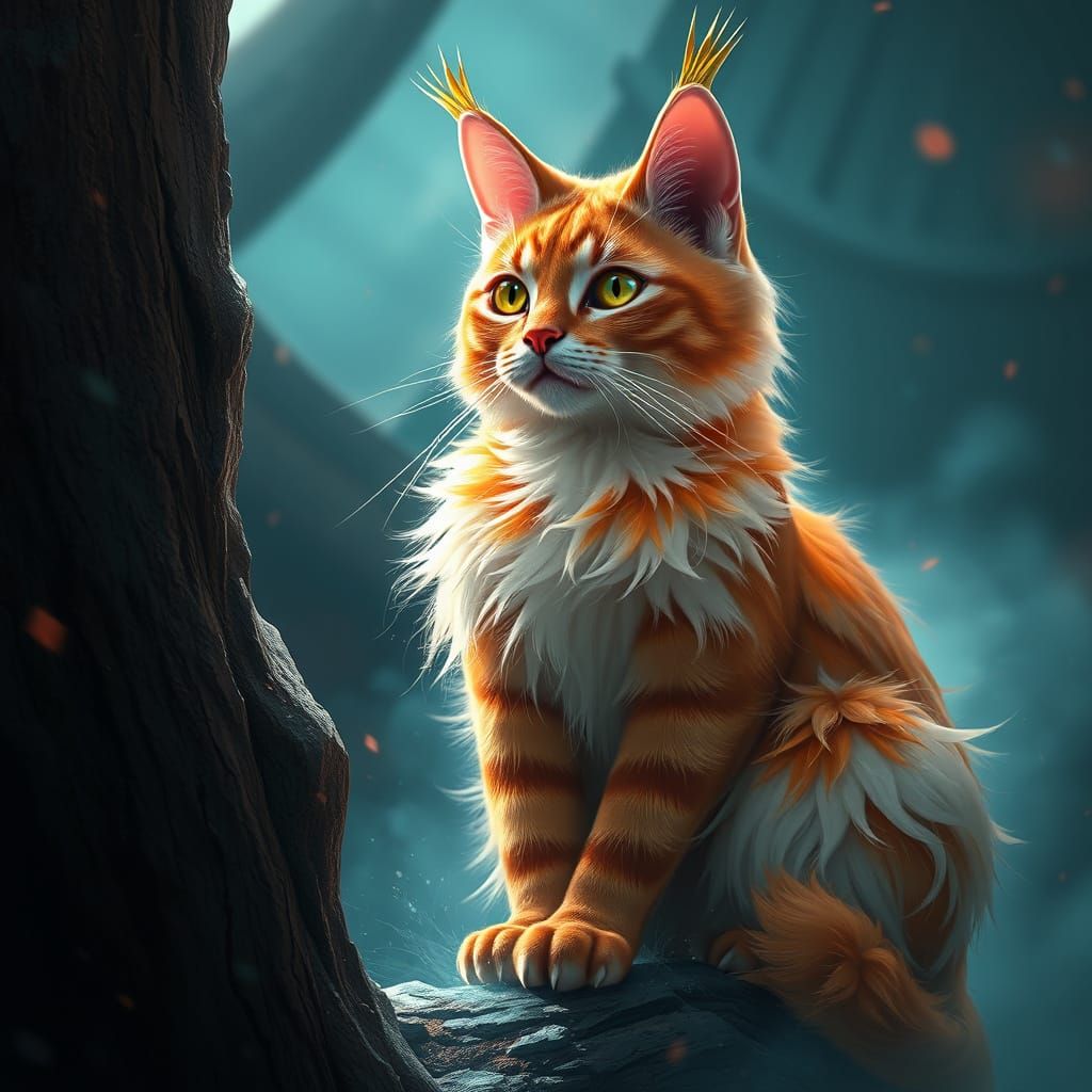 Hyperrealistic Shinto Cat Concept Art