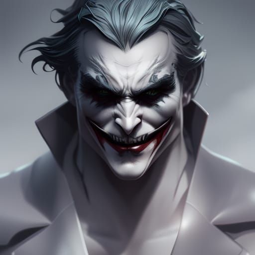 Hyperdetailed Ripped Joker Portrait in Foggy City