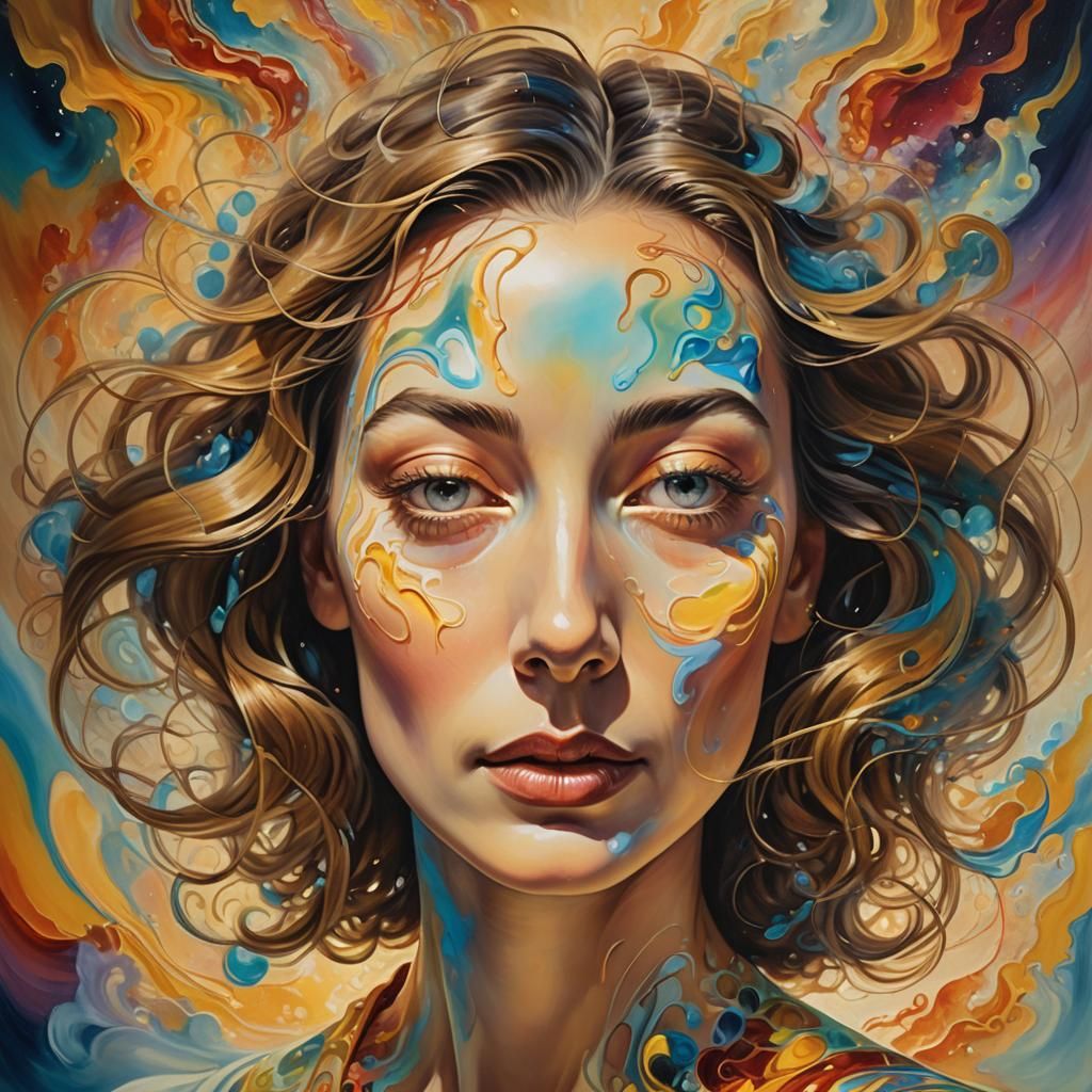 Dreamlike Surreal Portrait of Woman in Dreamscape