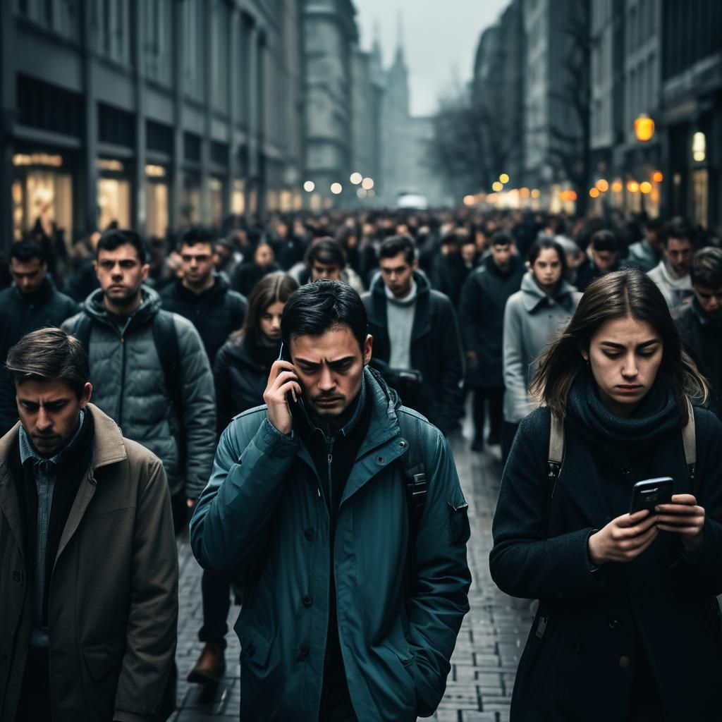 Moody Urban Photography of People Fixated on Phones