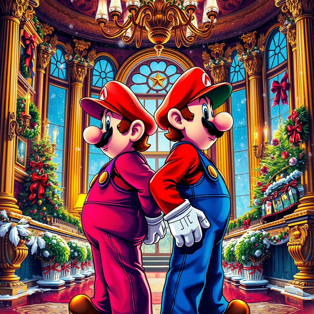 Mario Bros Christmas Mansion in Graffiti Splash Art
