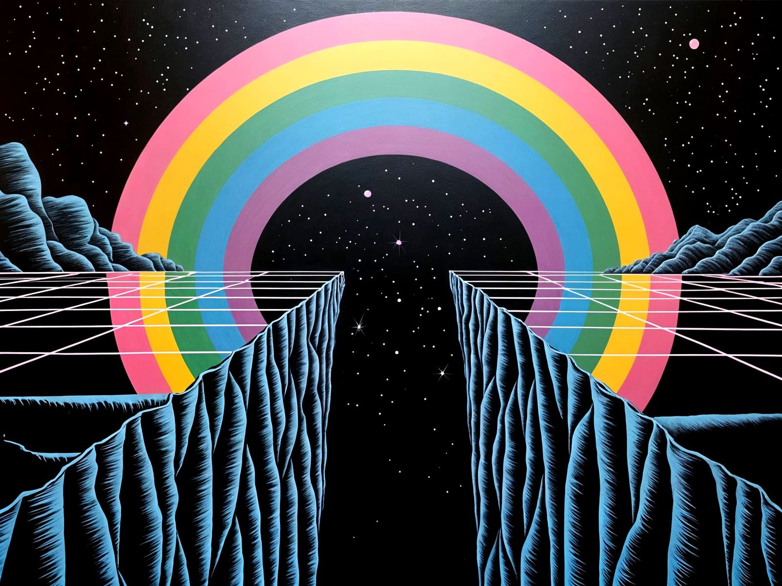 Surreal Rainbow Liminality on Oil-Slicked Chalk Art