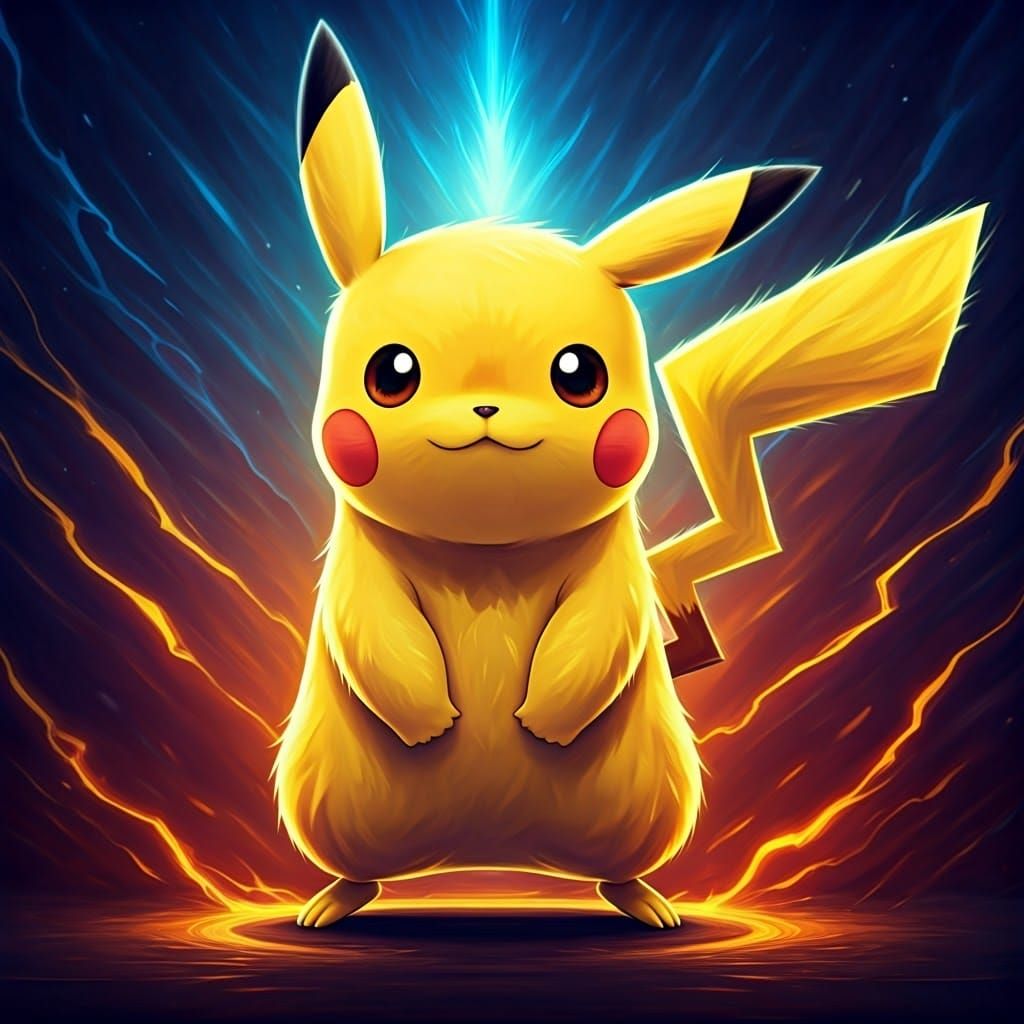 Pikachu Embodied in Vibrant, Fantastical World