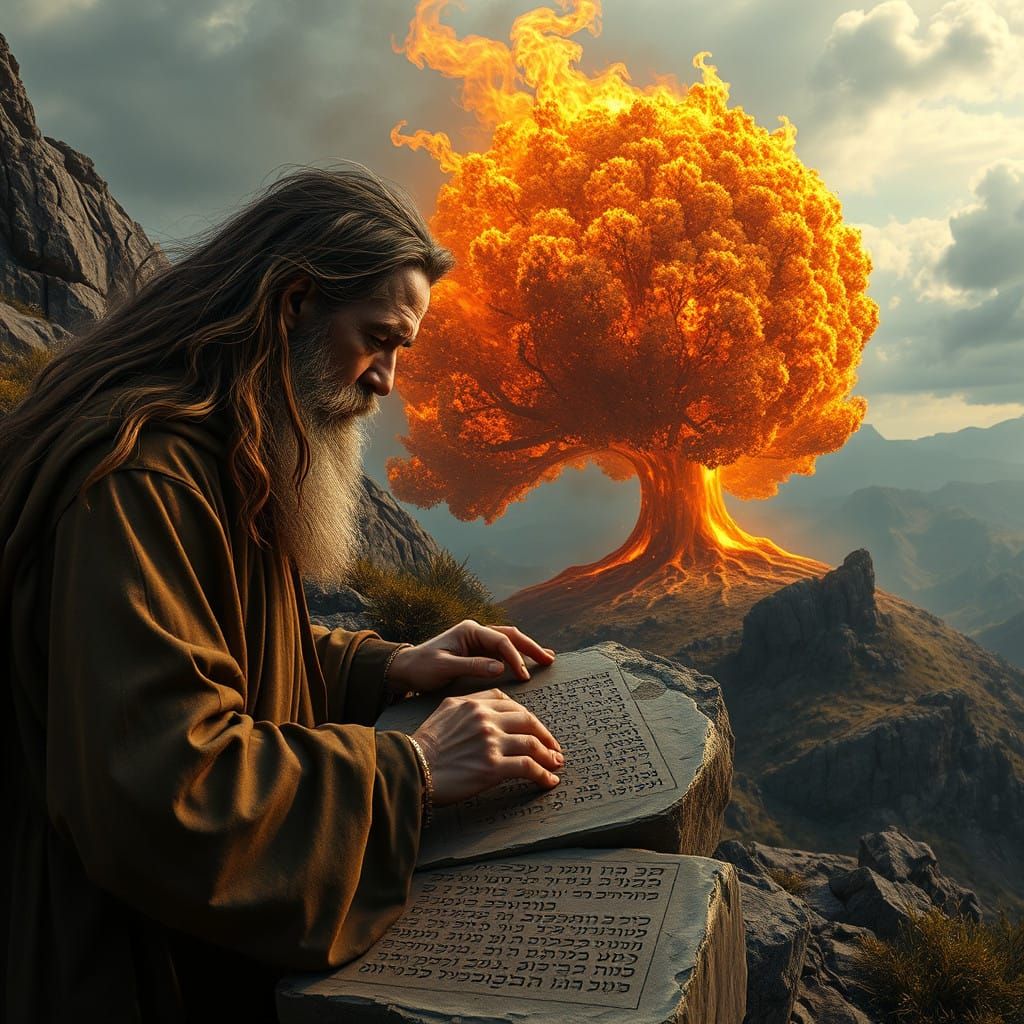 Ancient Ritual on a Windswept Mountain Top in a Vibrant, Eth...