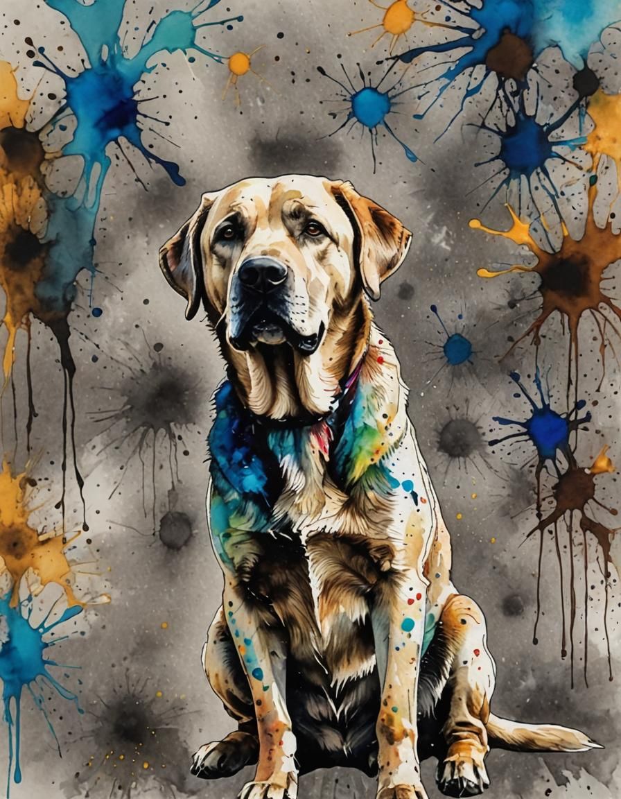 Labrador in Owner's Hands: Alcohol Ink Art