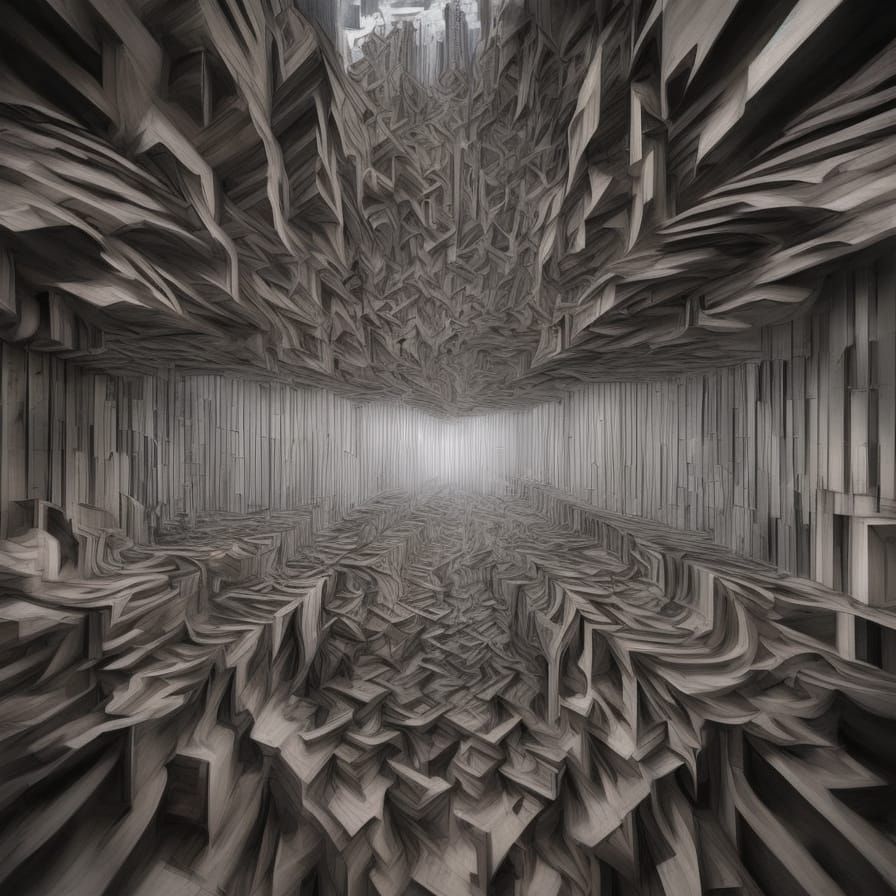 Dynamic Surreal Cityscape with Human Figures