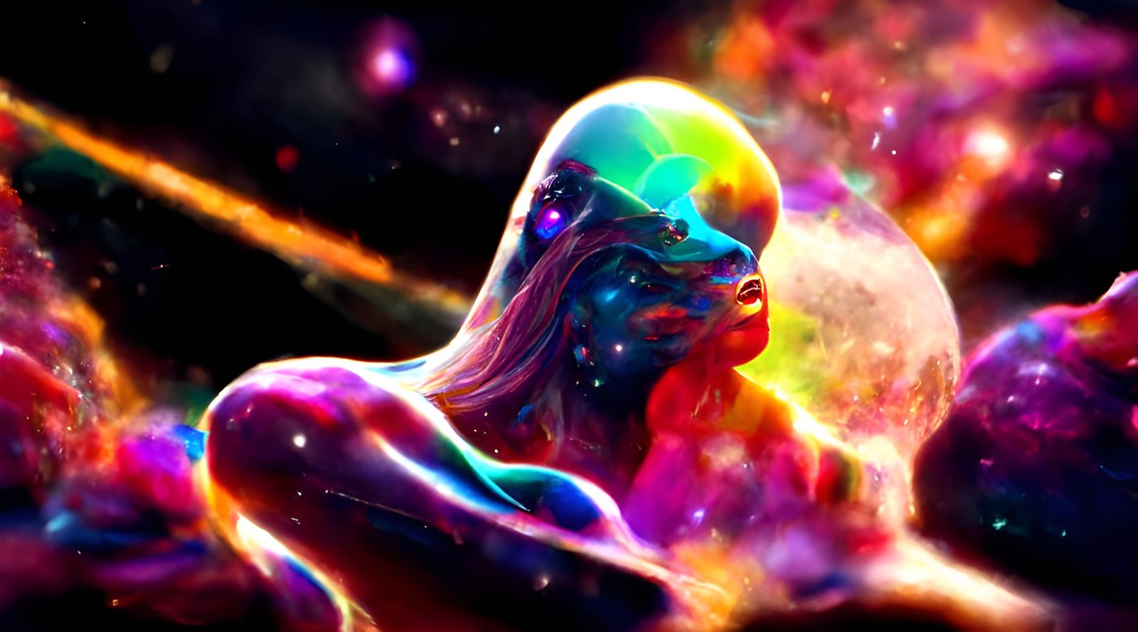 Cosmic Brothel: Holographic Astral Illustration