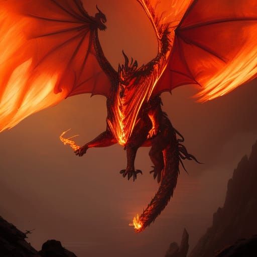 Epic Fire Dragon in Dark Fantasy Style