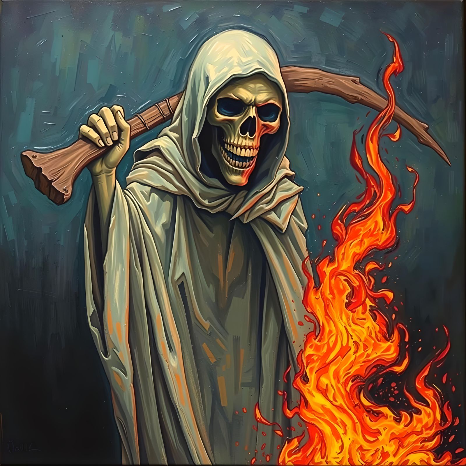 Fiery Grim Reaper in Fauvist Style