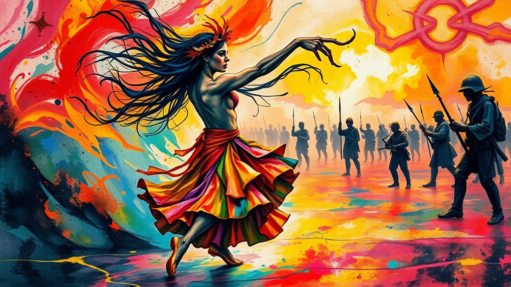 Vibrant Samba Dancer in Fluorescent Impasto Style