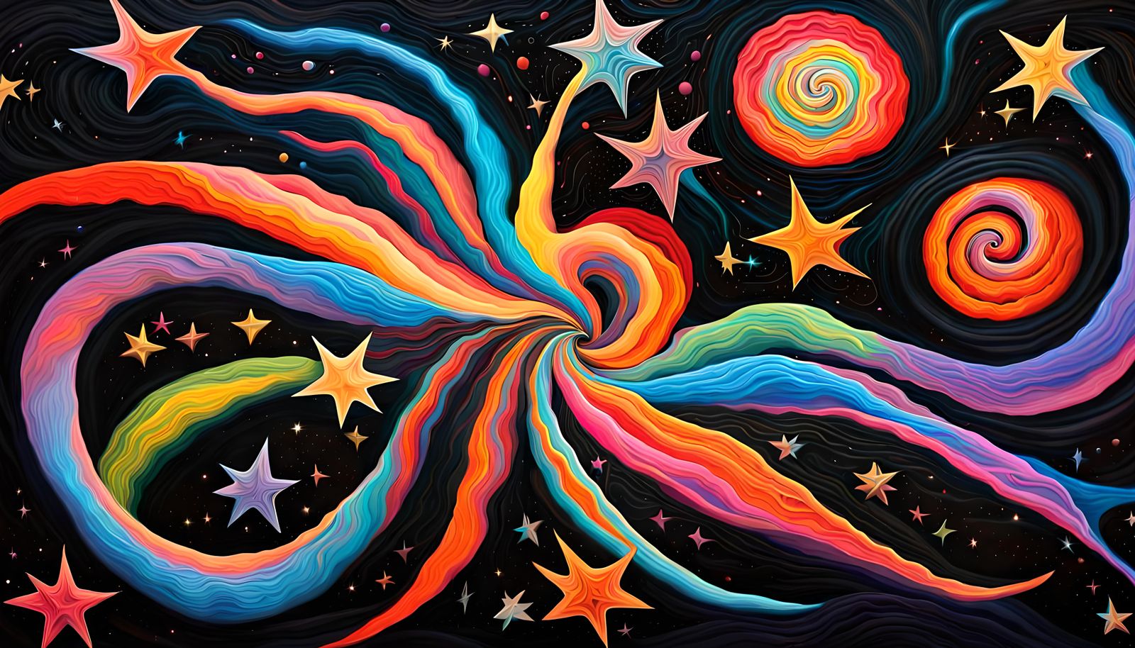 Electromagnetic Star Formation in Impasto Oil Paint Style