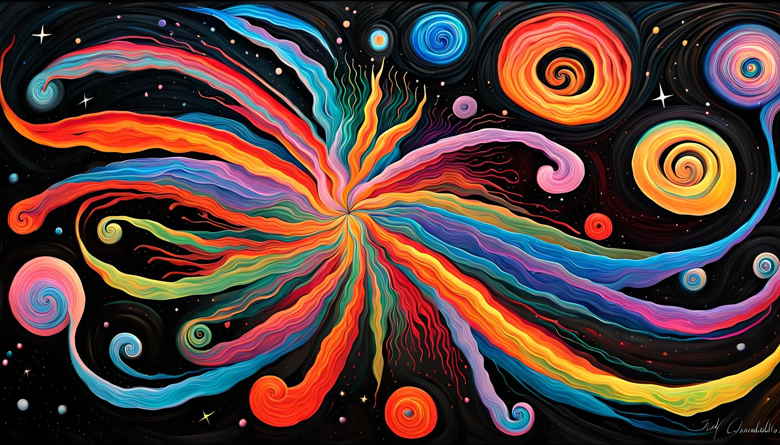 Vivid Impasto Painting: Electromagnetic Star Cluster Formati...