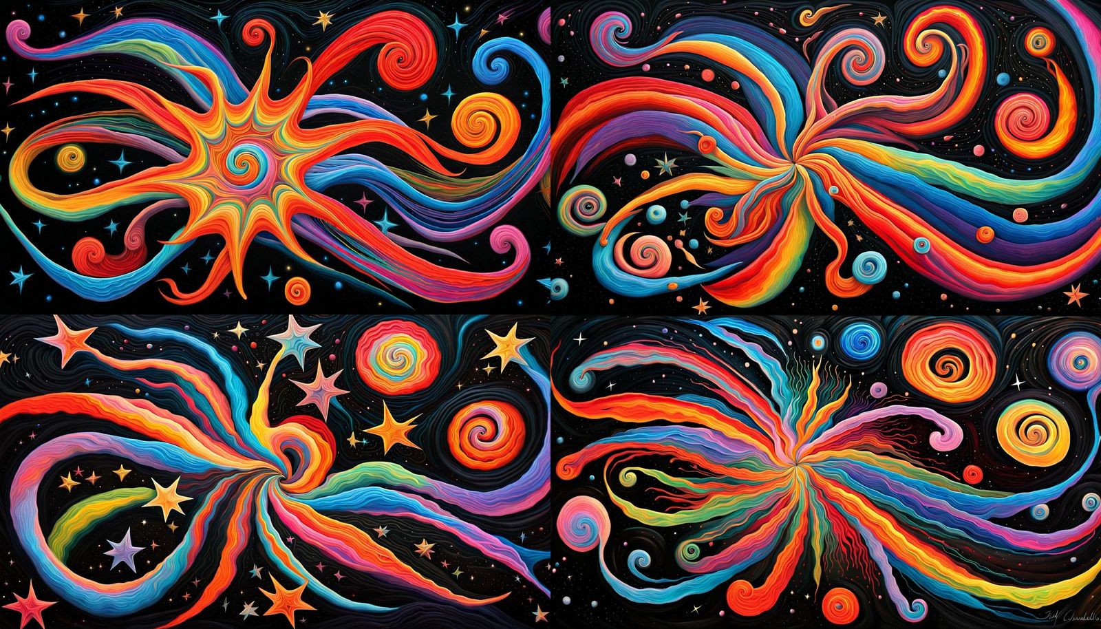 Vivid Impasto Painting: Electromagnetic Star Cluster Formati...