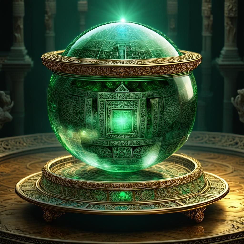 Emerald Tablet Microcosm in Glass Sphere