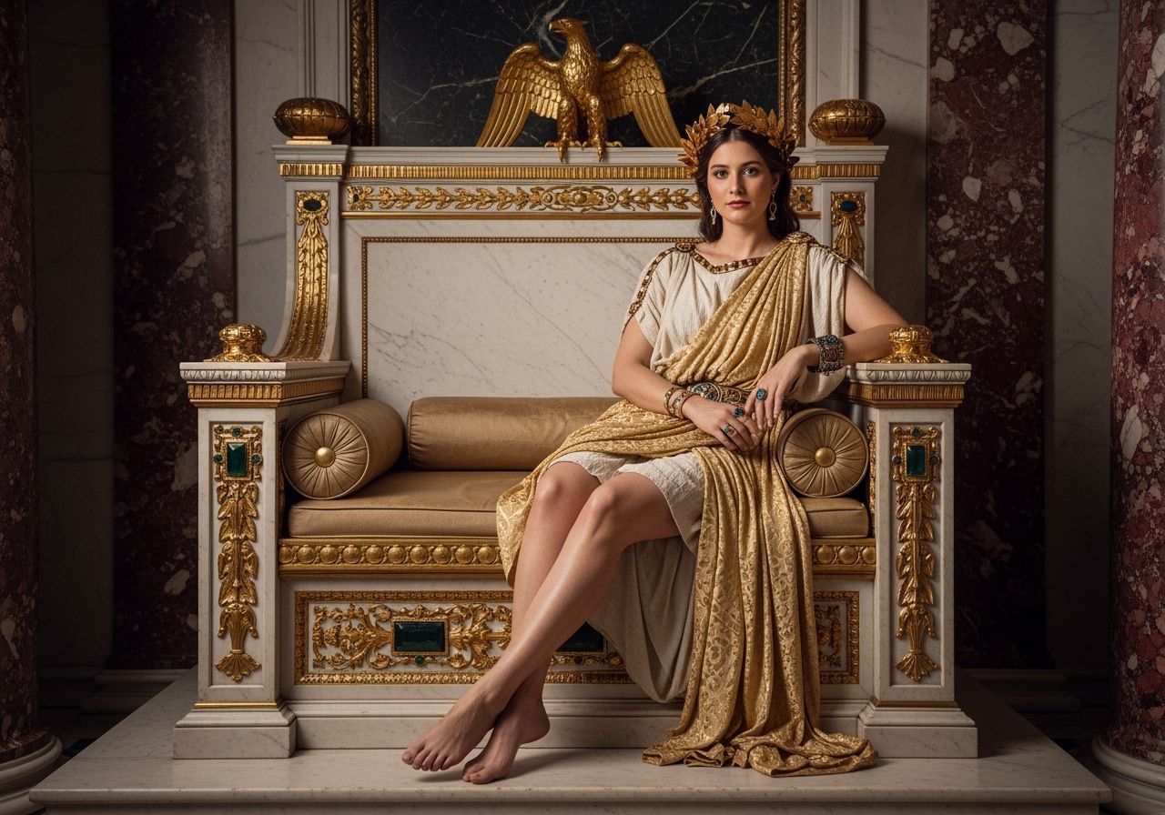 Empress Lounging in Lavish Ancient Rome Palace, Baroque Styl...