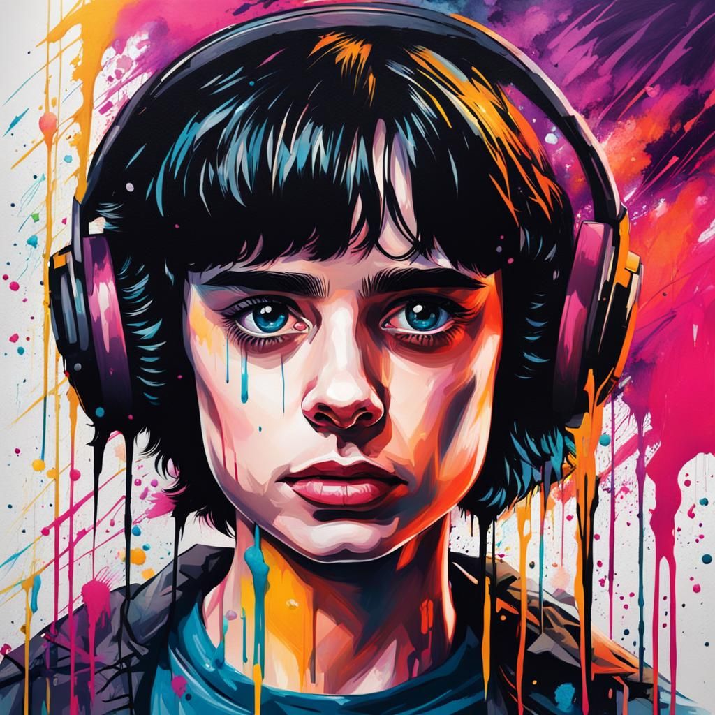 Young Woman Graffiti Art in Street Art Style
