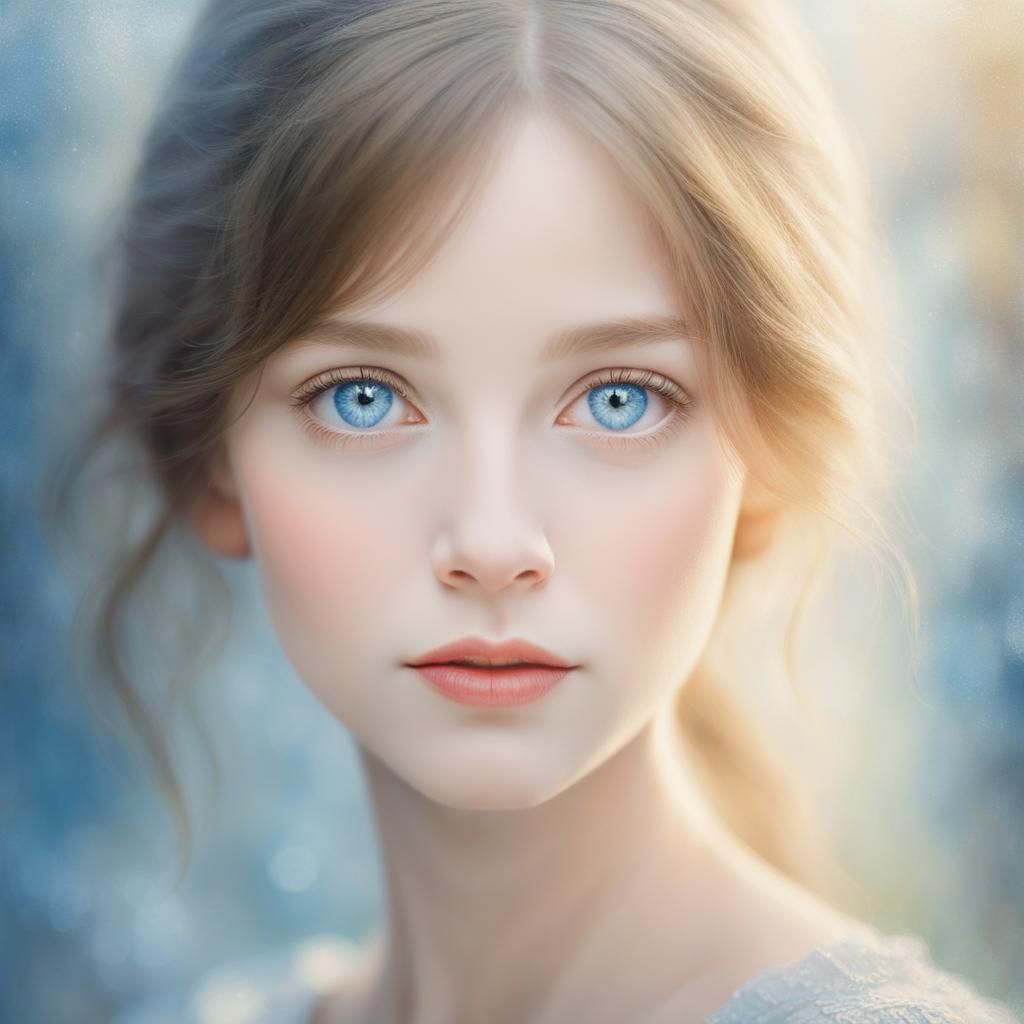 Impressionist Portrait: Woman with Pale Blue Eyes