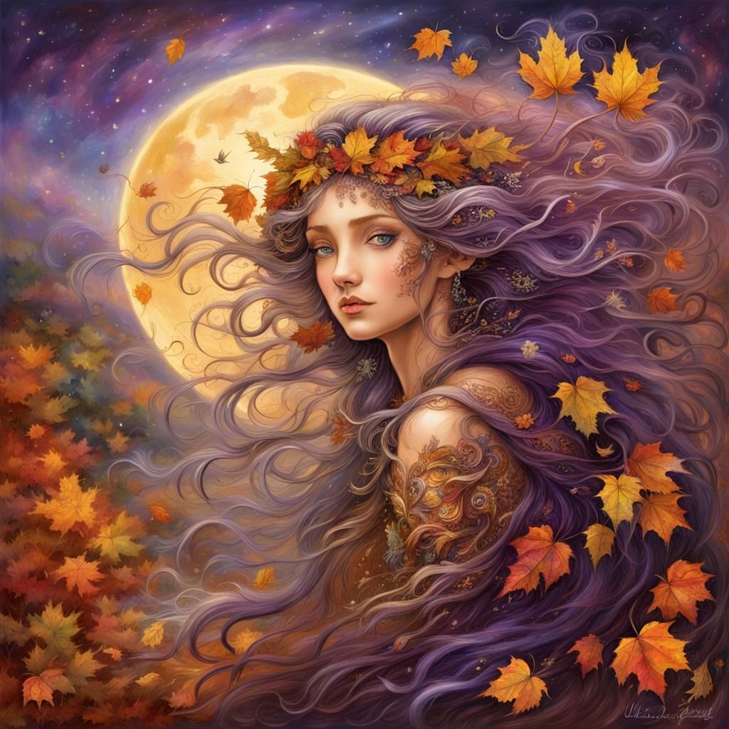 Autumn Moon Fairy in the Wind: Royo and Wall Style