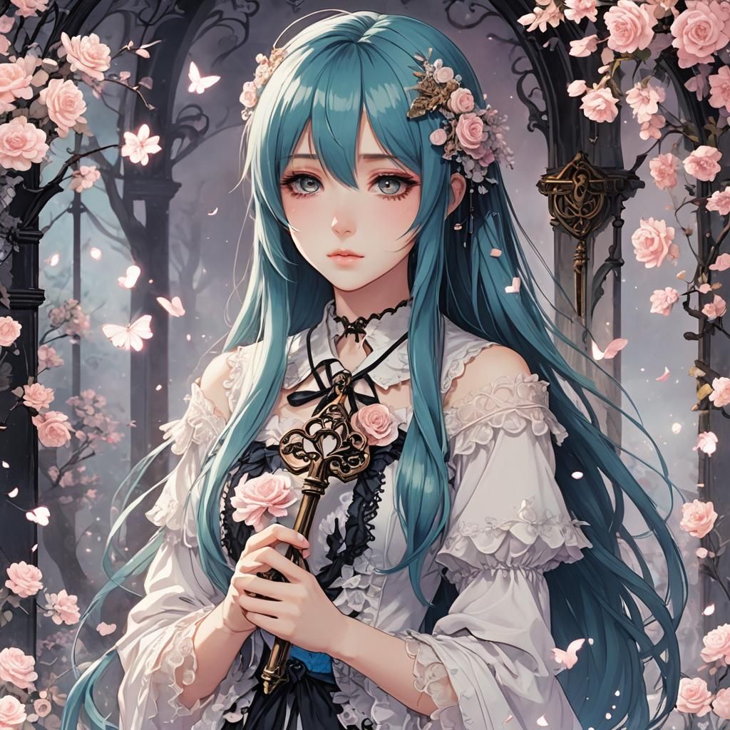 Emo Scene Girl in Ethereal Anime Style