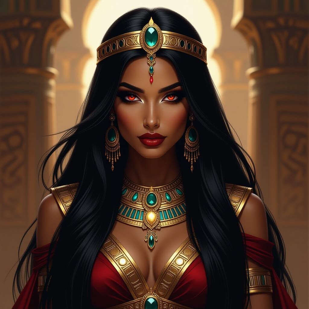 Regal Egyptian Vampire Queen in Dark Fantasy Style